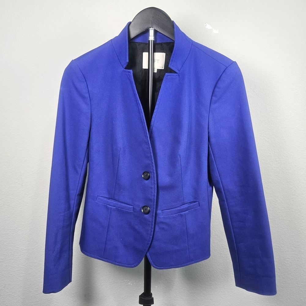 LOFT Blazer Women 2P Royal Blue Split Neck Two Button Professional Career Chic